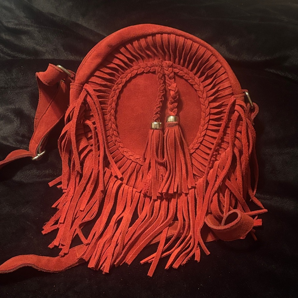 Venus Red Fringe Suede Women Bag